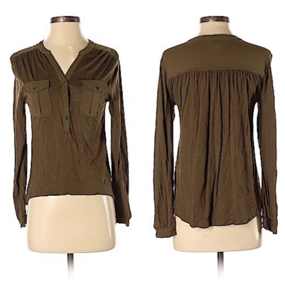 Urban Outfitters Olive Green Henley Top